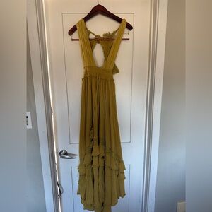Free People Mustard Backless Maxi Dress
